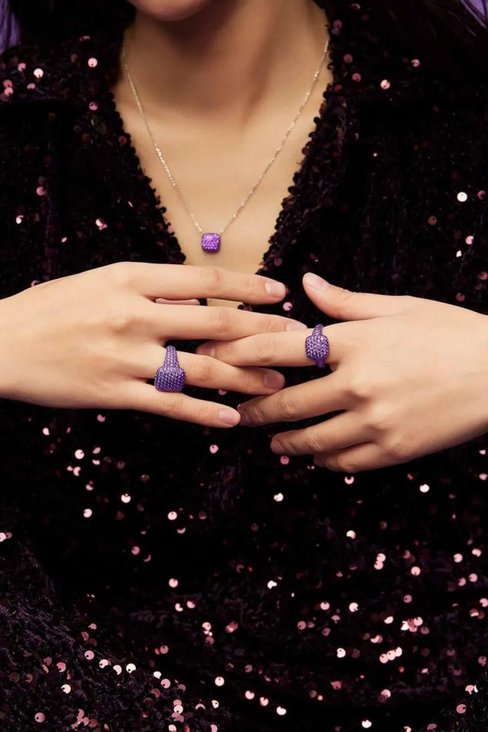 APM Monaco Bague Carre Violette^ Bagues
