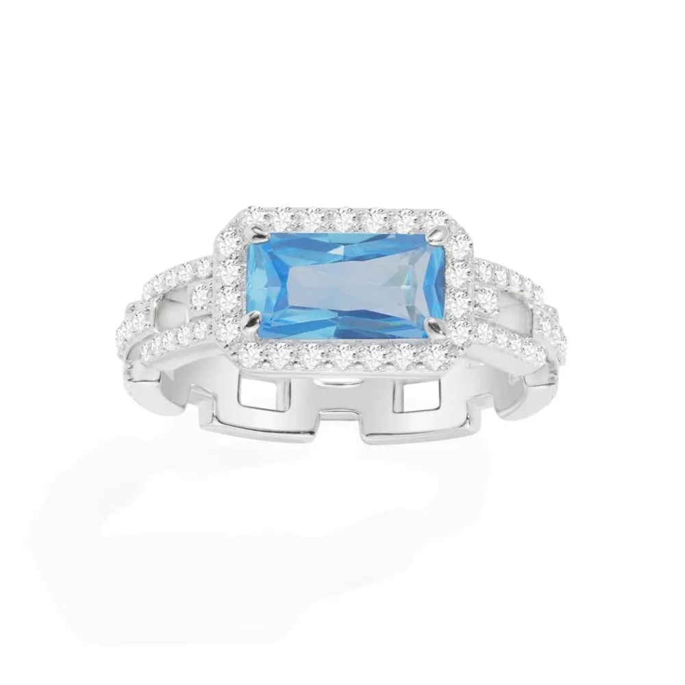 APM Monaco Bague Chaine Pave Bleu Lagon^ Bagues