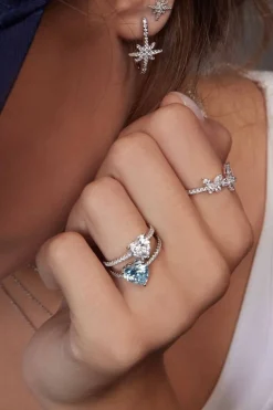 APM Monaco Bague Coeur Bleu - Argent^ Bagues