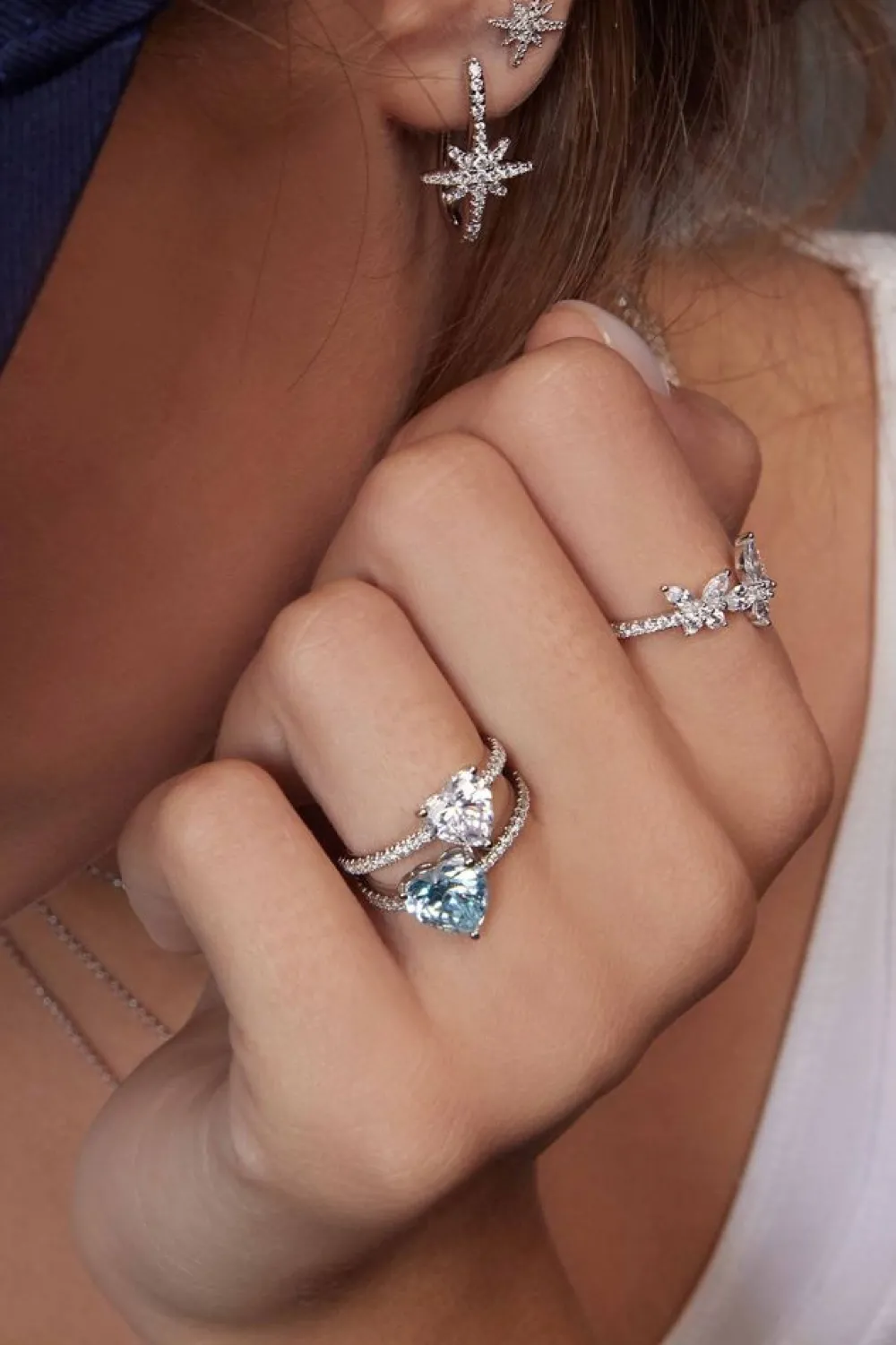 APM Monaco Bague Coeur Bleu - Argent^ Bagues