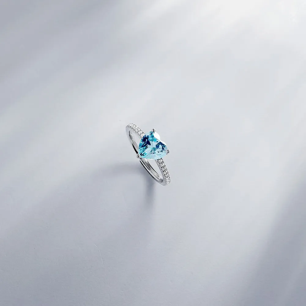 APM Monaco Bague Coeur Bleu - Argent^ Bagues