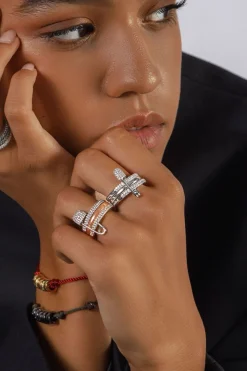 APM Monaco Bague Epingle A Nourrice Triple Anneau Love, Smile, Bonheur^ Bagues