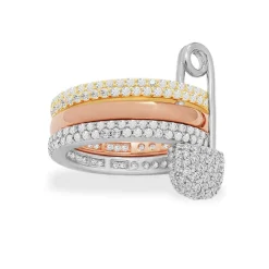APM Monaco Bague Epingle A Nourrice Triple Anneau Love, Smile, Bonheur^ Bagues