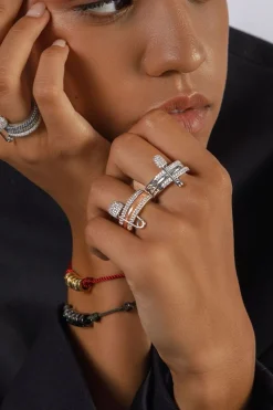 APM Monaco Bague Epingle A Nourrice Triple Anneau Love, Smile, Bonheur^ Bagues