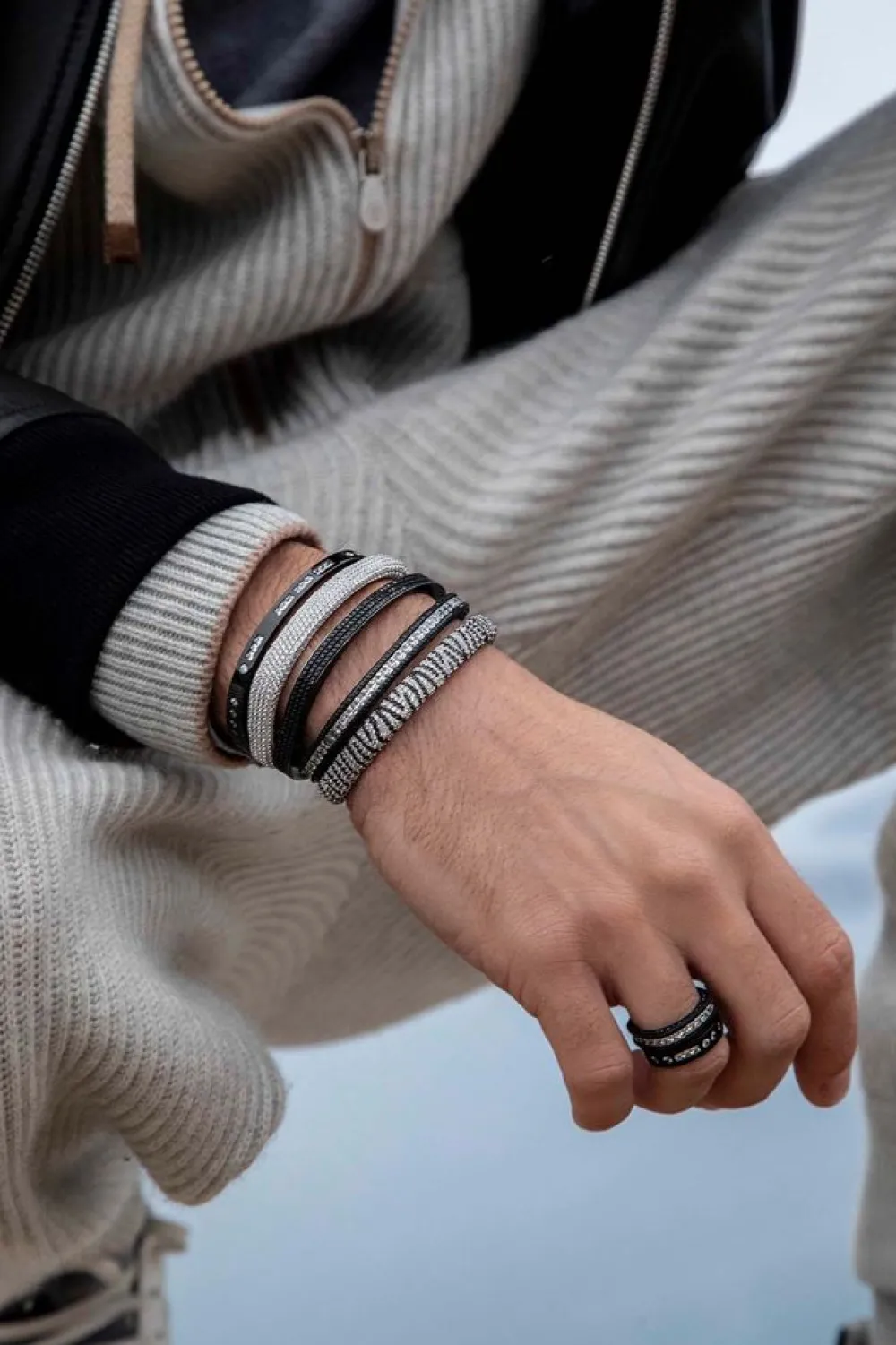 APM Monaco Bague Pave Noire^ Bagues