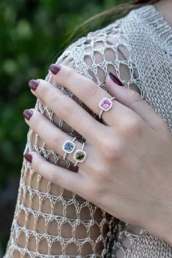 APM Monaco Bague Pave Pierre Carree Bleue^ Bagues