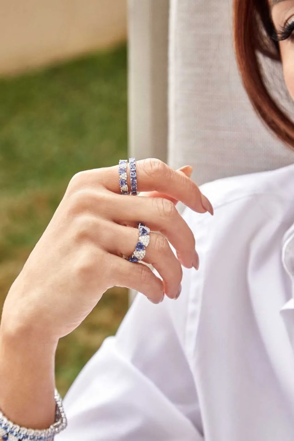 APM Monaco Bague Triangle Pave Bleu & Blanc^ Bagues