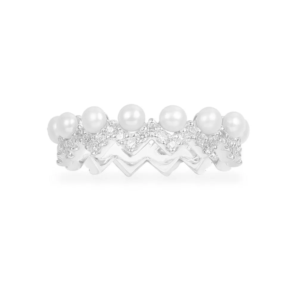 APM Monaco Bague Up And Down Avec Perles - Argent^ Bagues