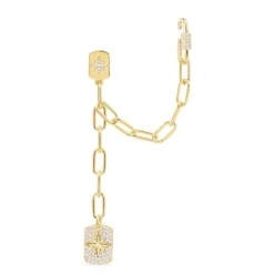 APM Monaco Boucle D'Oreille Individuelle Chaine Avec Medailles Meteorites Et Ear Cuff - Argent Jaune^ Boucles D'Oreilles