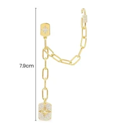 APM Monaco Boucle D'Oreille Individuelle Chaine Avec Medailles Meteorites Et Ear Cuff - Argent Jaune^ Boucles D'Oreilles