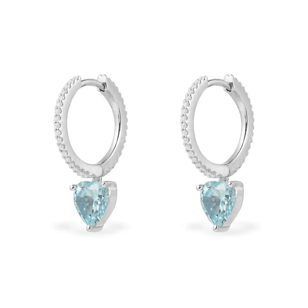 APM Monaco Boucles D'Oreilles Anneaux Coeur Bleu - Argent^ Boucles D'Oreilles