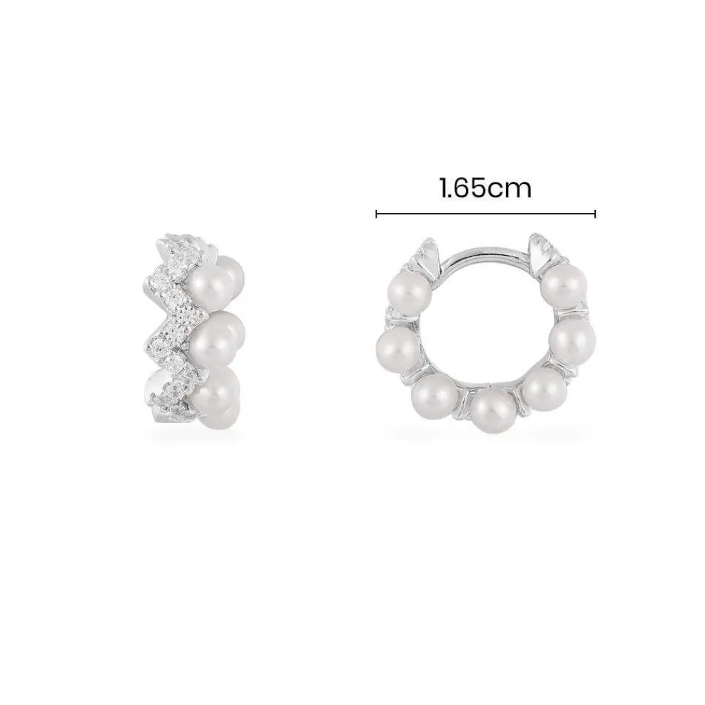 APM Monaco Boucles D'Oreilles Creoles Up And Down Avec Perles - Argent^ Boucles D'Oreilles