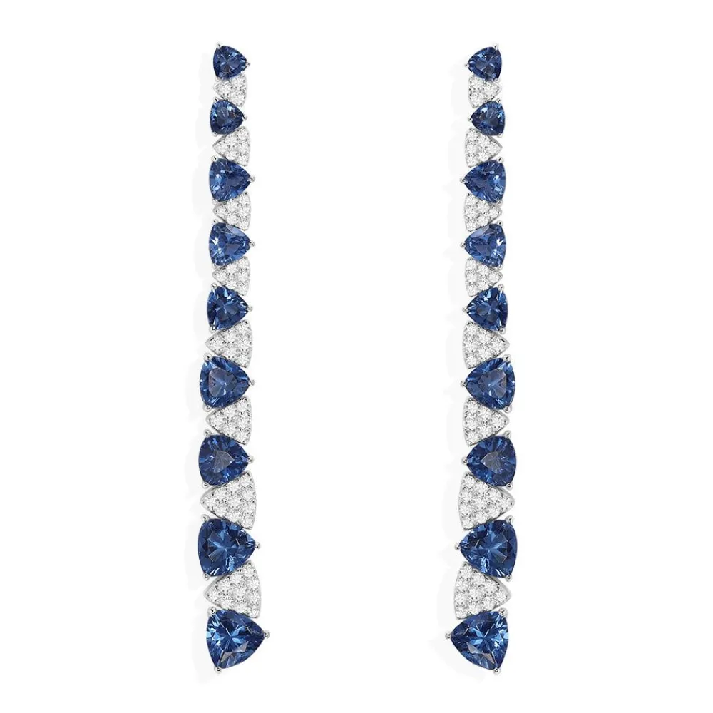 APM Monaco Boucles D'Oreilles Longues Triangle Bleu Et Blanc^ Boucles D'Oreilles