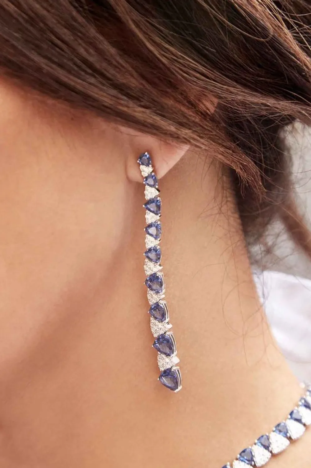APM Monaco Boucles D'Oreilles Longues Triangle Bleu Et Blanc^ Boucles D'Oreilles