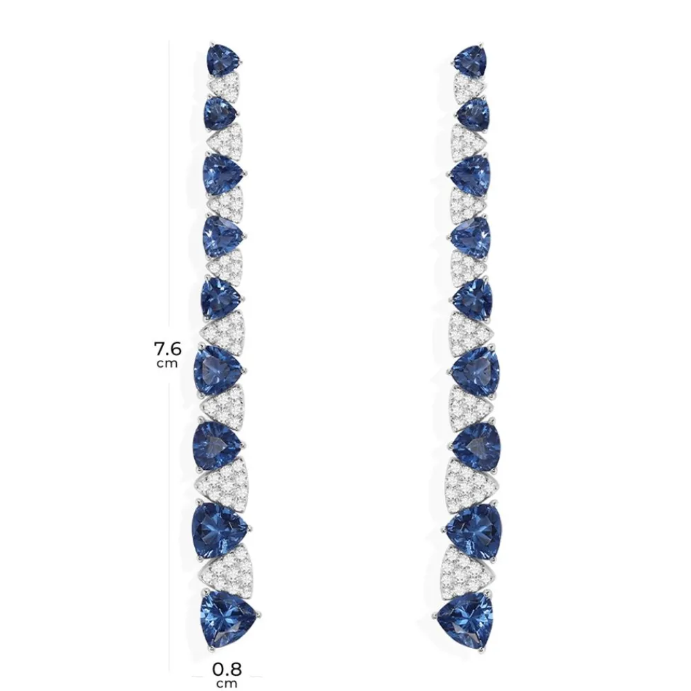 APM Monaco Boucles D'Oreilles Longues Triangle Bleu Et Blanc^ Boucles D'Oreilles
