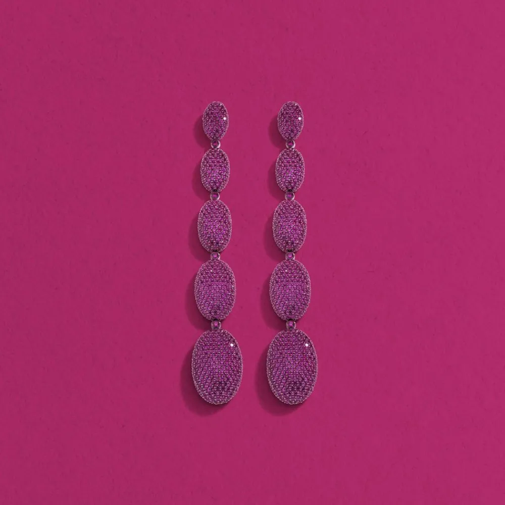 APM Monaco Boucles D'Oreilles Ovales Fuchsia Longues^ Boucles D'Oreilles
