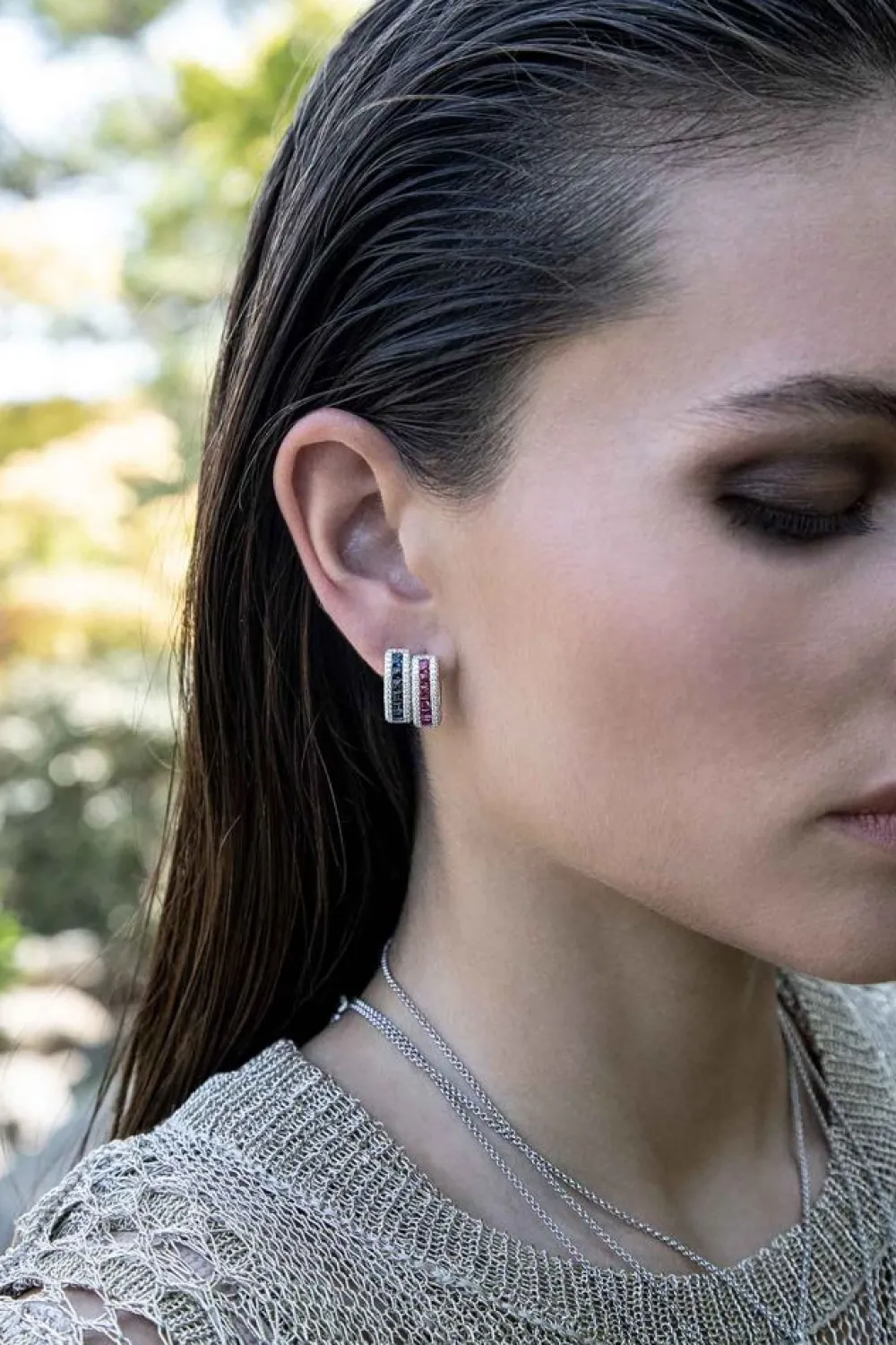 APM Monaco Boucles D'Oreilles Rectangle Pave Bleues^ Boucles D'Oreilles