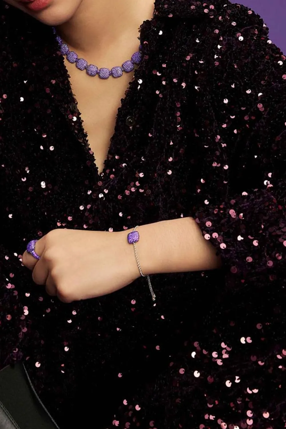 APM Monaco Bracelet Ajustable Carre Violet^ Bracelets