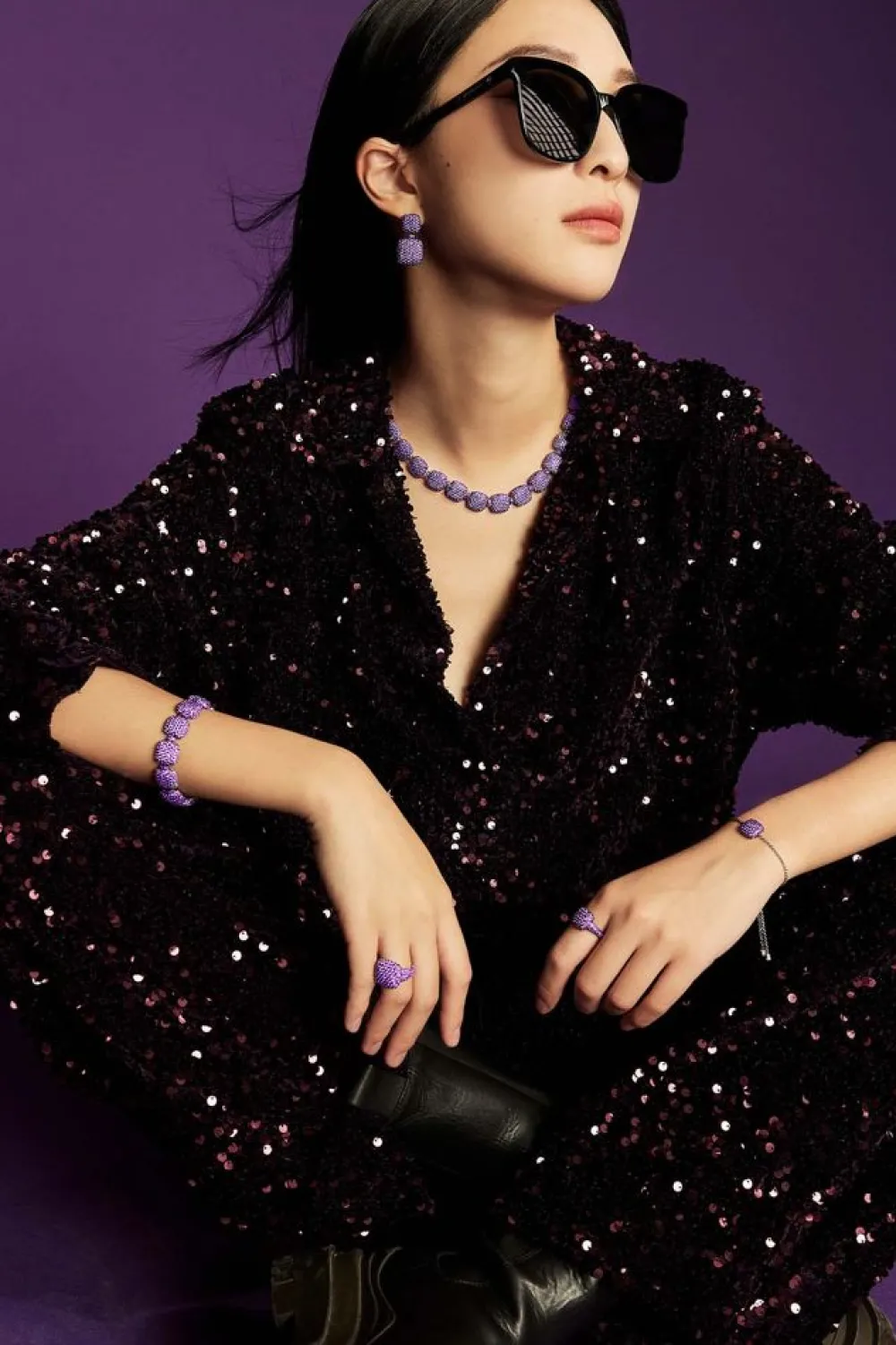 APM Monaco Bracelet Ajustable Carre Violet^ Bracelets