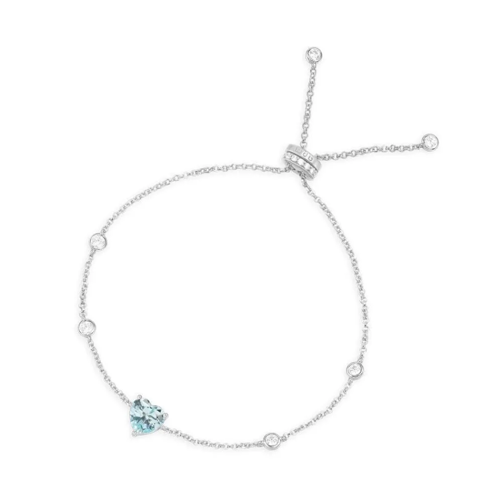 APM Monaco Bracelet Ajustable Coeur Bleu - Argent^ Bracelets