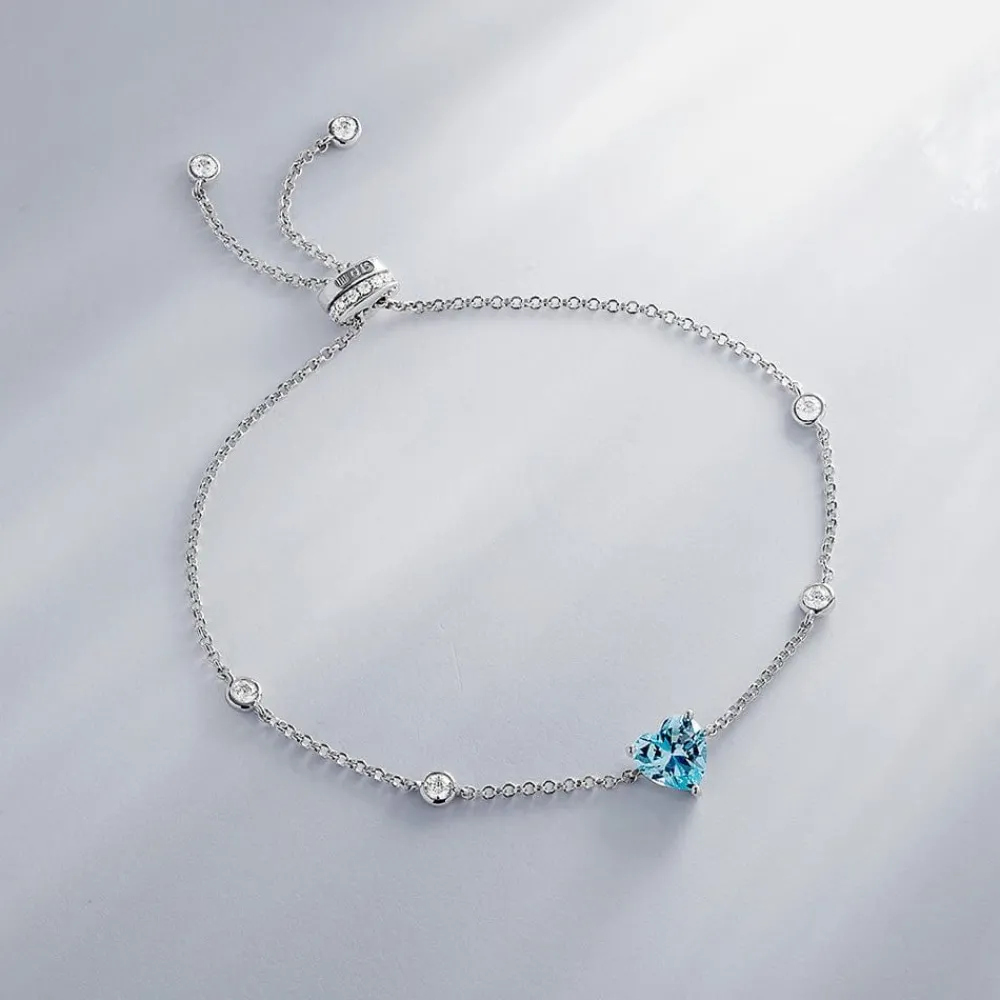 APM Monaco Bracelet Ajustable Coeur Bleu - Argent^ Bracelets