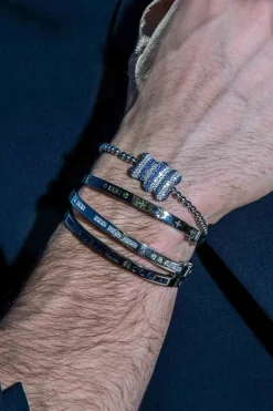 APM Monaco Bracelet Jonc Code Morse Bonheur Bleu^ Bracelets