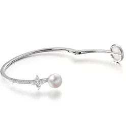 APM Monaco Bracelet Jonc Nacre Blanche Et Perle - Argent^ Bracelets