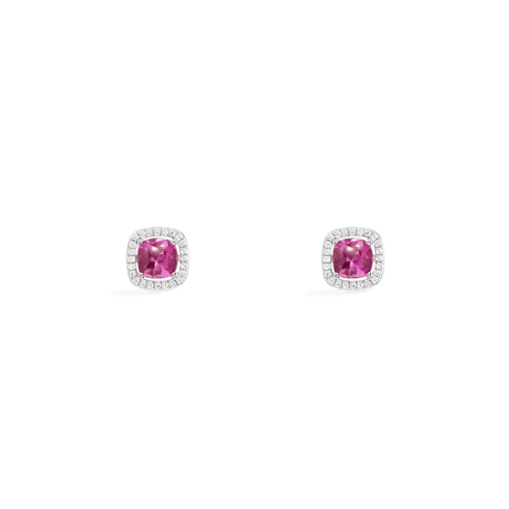 APM Monaco Clous D'Oreilles Carre Fuchsia^ Boucles D'Oreilles