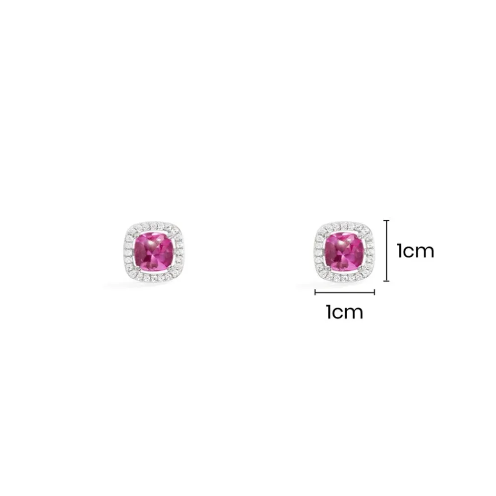 APM Monaco Clous D'Oreilles Carre Fuchsia^ Boucles D'Oreilles