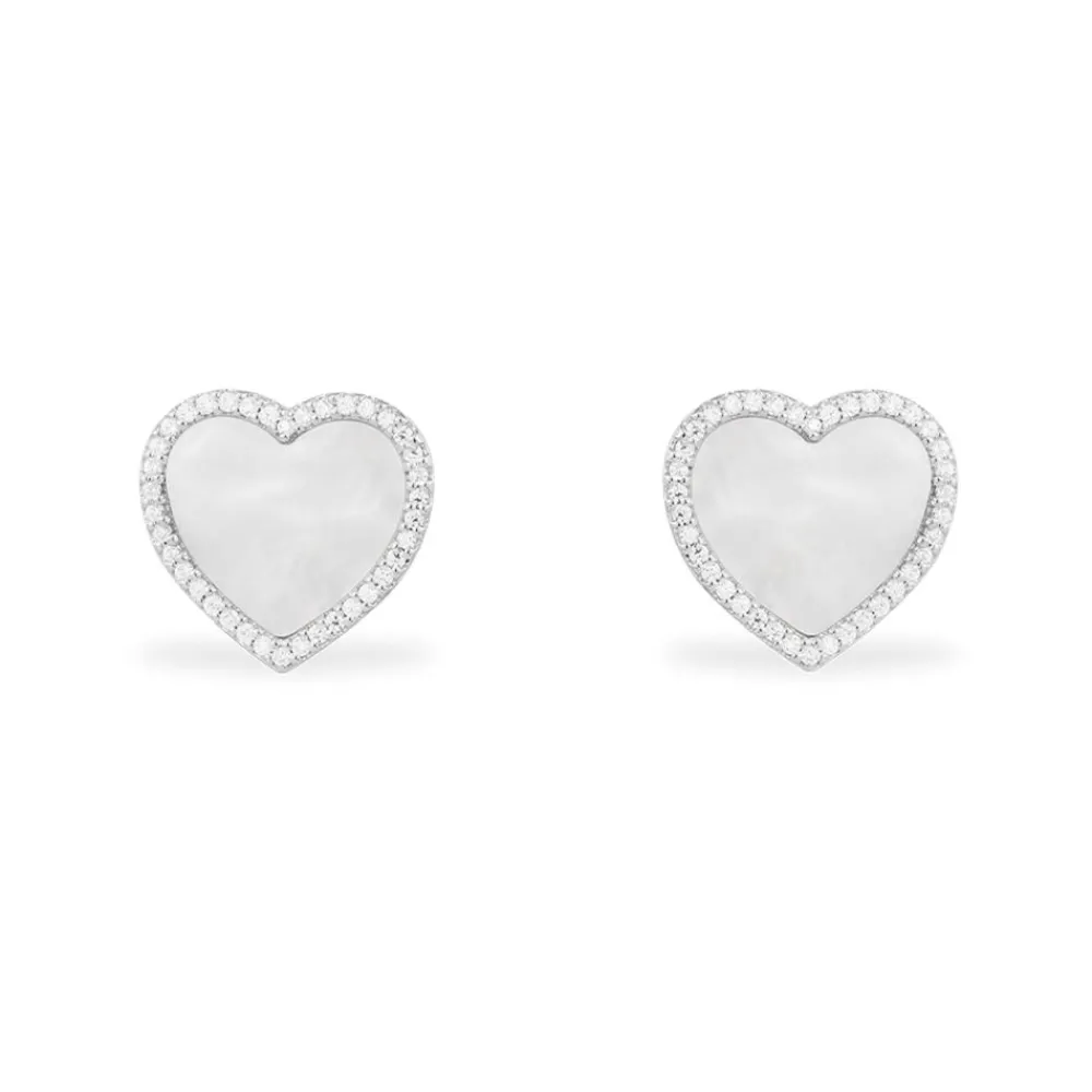 APM Monaco Clous D'Oreilles Coeur En Nacre - Argent^ Boucles D'Oreilles