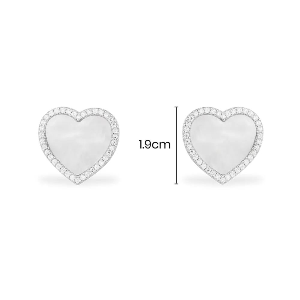 APM Monaco Clous D'Oreilles Coeur En Nacre - Argent^ Boucles D'Oreilles