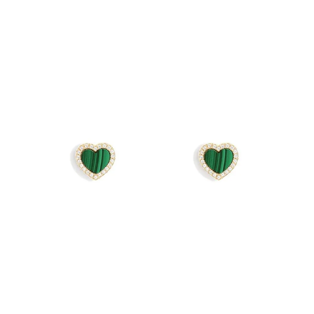 APM Monaco Clous D'Oreilles Coeur Malachite^ Boucles D'Oreilles