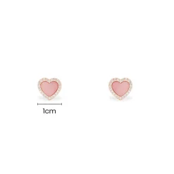 APM Monaco Clous D'Oreilles Coeur Nacre Rose^ Boucles D'Oreilles