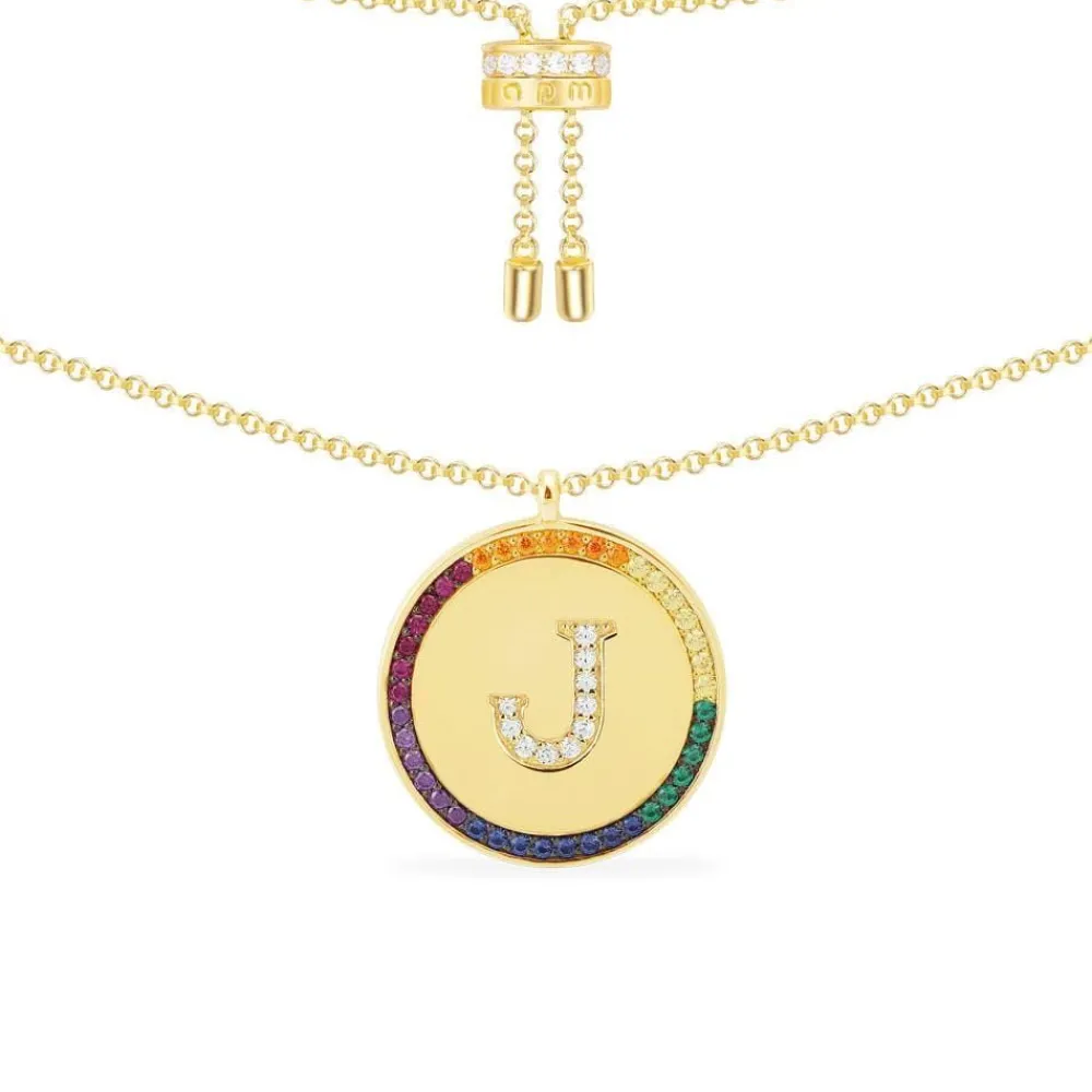 APM Monaco Collier Ajustable Alphabet-A Arc-En-Ciel - Argent Jaune^ Colliers