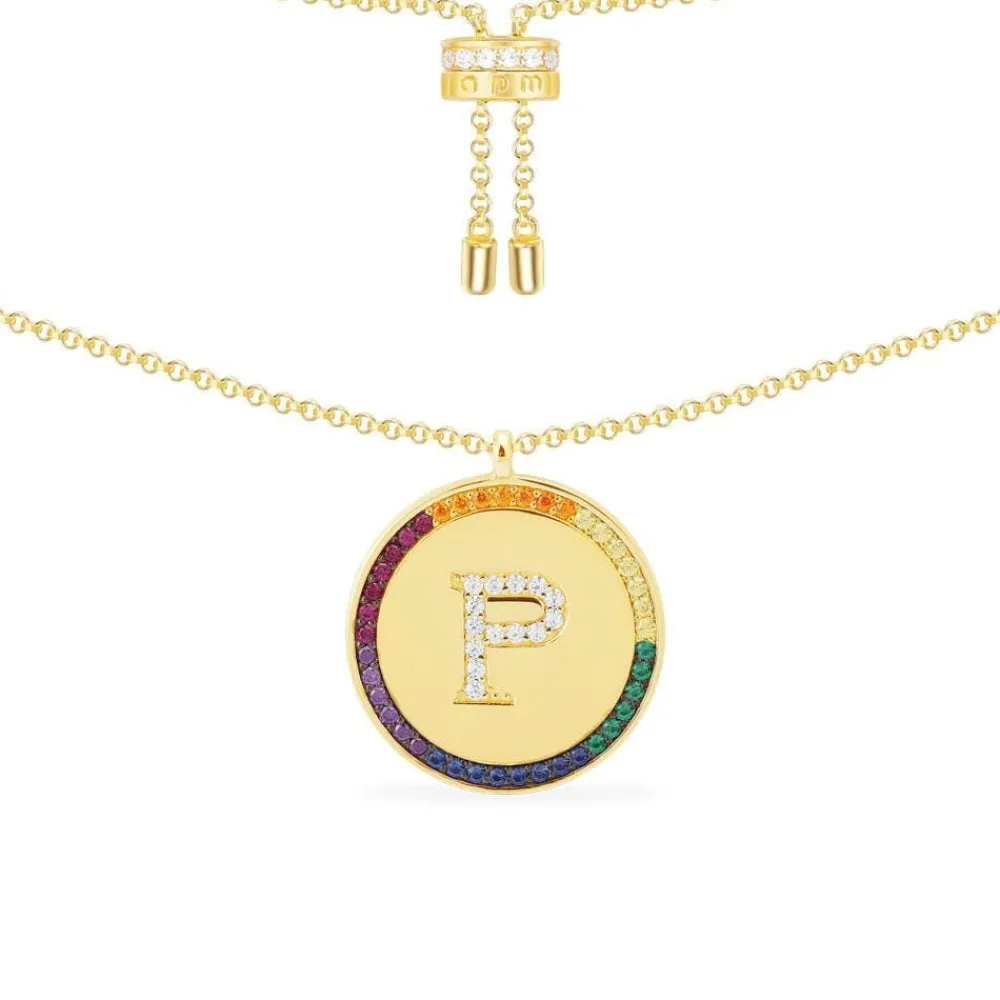APM Monaco Collier Ajustable Alphabet-A Arc-En-Ciel - Argent Jaune^ Colliers