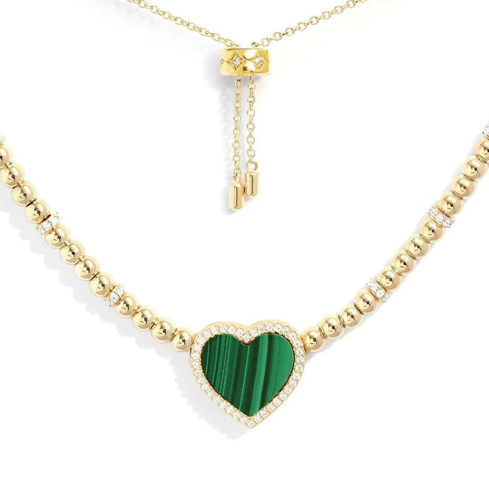 APM Monaco Collier Ajustable Coeur Malachite^ Colliers