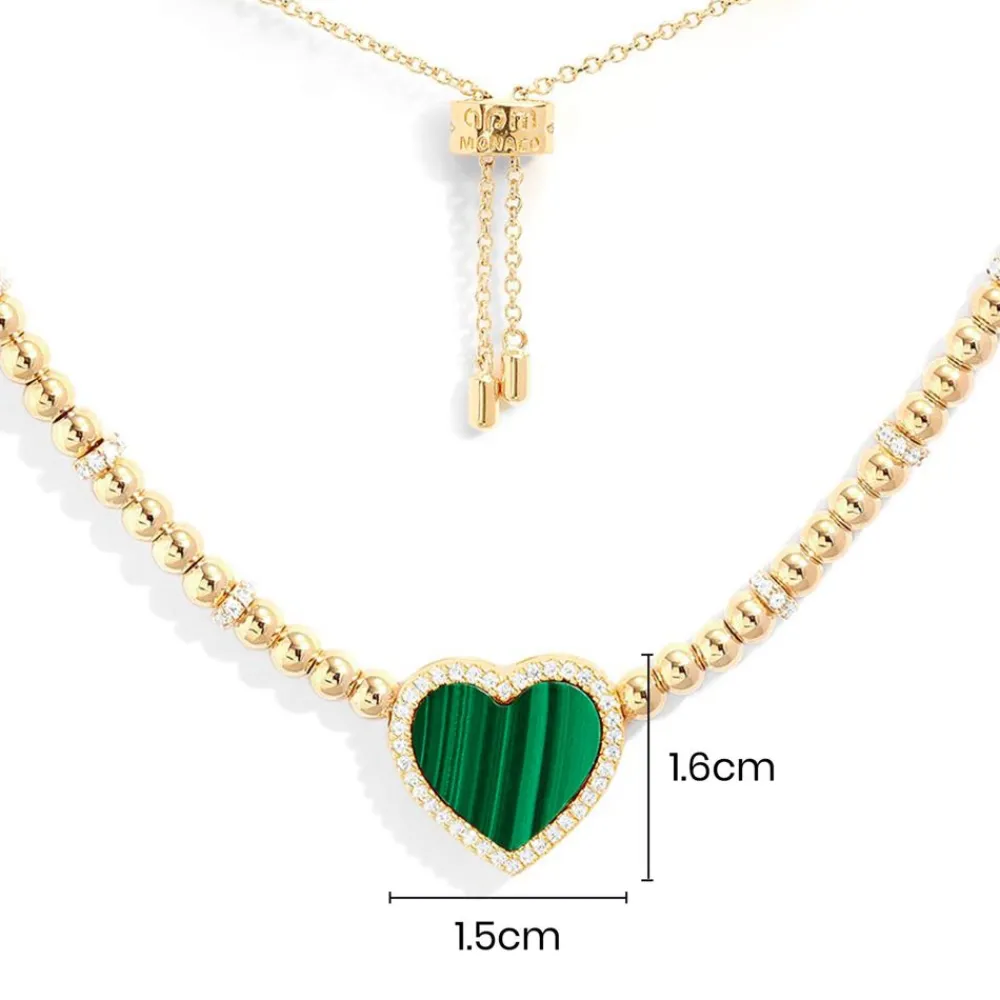 APM Monaco Collier Ajustable Coeur Malachite^ Colliers