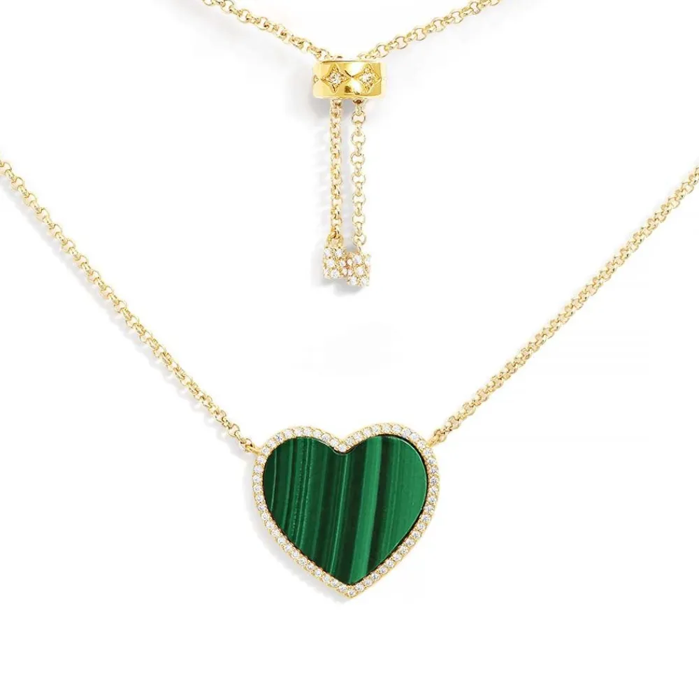 APM Monaco Collier Ajustable Coeur Malachite^ Colliers