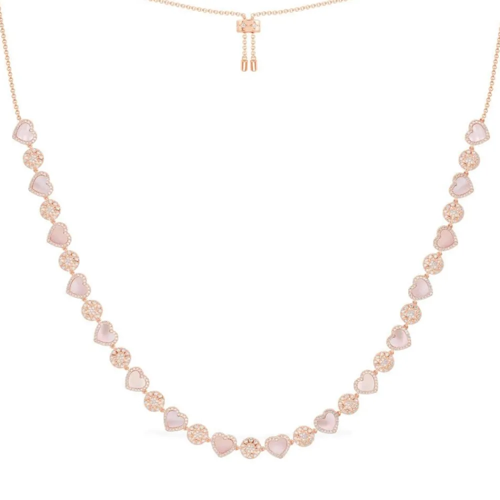 APM Monaco Collier Ajustable Coeurs Nacre Rose^ Colliers