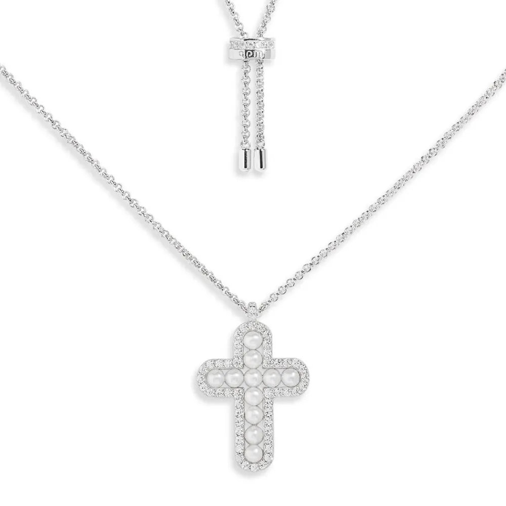 APM Monaco Collier Ajustable Croix Avec Perles^ Colliers