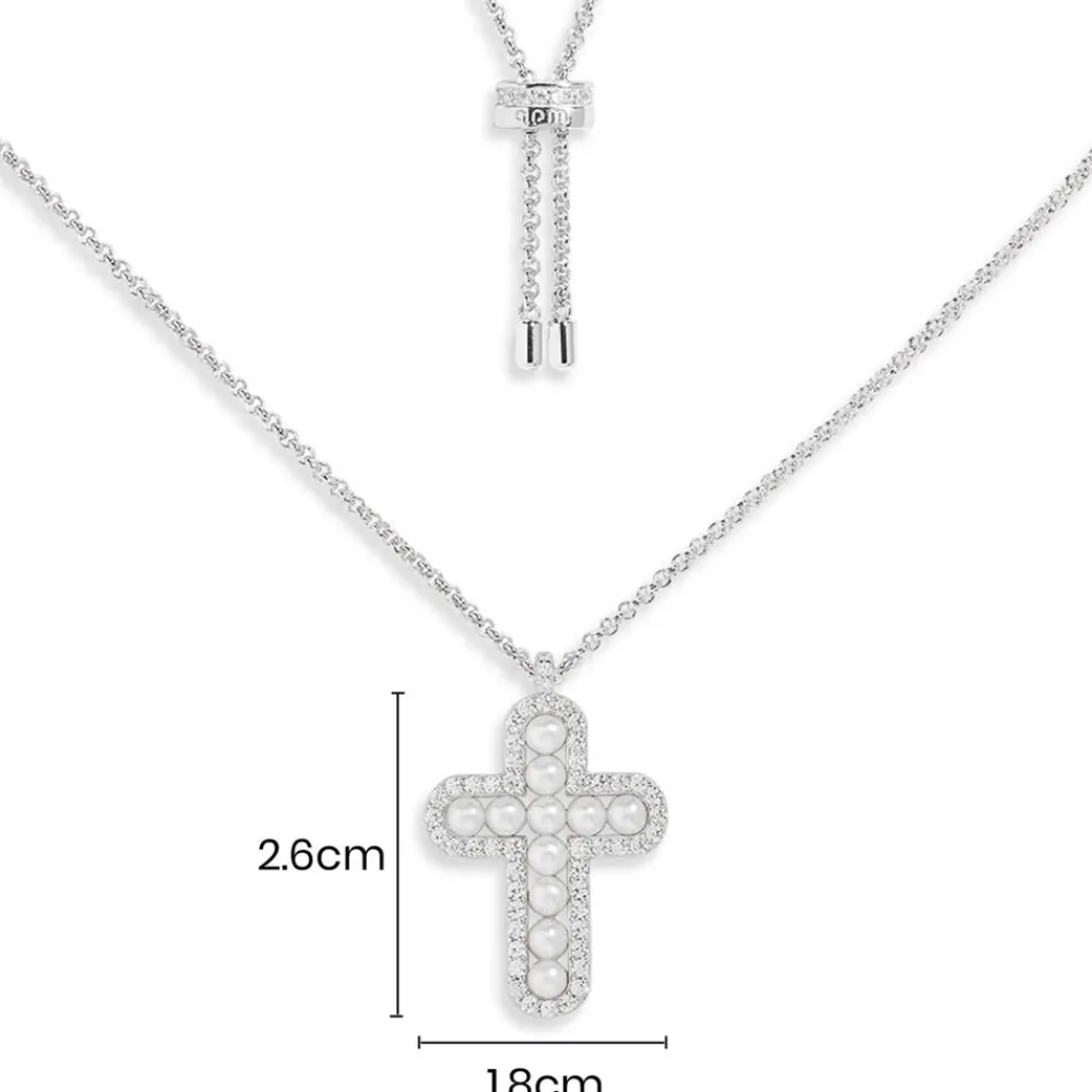 APM Monaco Collier Ajustable Croix Avec Perles^ Colliers