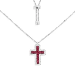 APM Monaco Collier Ajustable Croix Pave Fuchsia^ Colliers