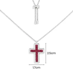 APM Monaco Collier Ajustable Croix Pave Fuchsia^ Colliers