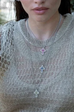 APM Monaco Collier Ajustable Croix Pave Kaki^ Colliers