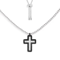 APM Monaco Collier Ajustable Croix Pave Noir^ Colliers