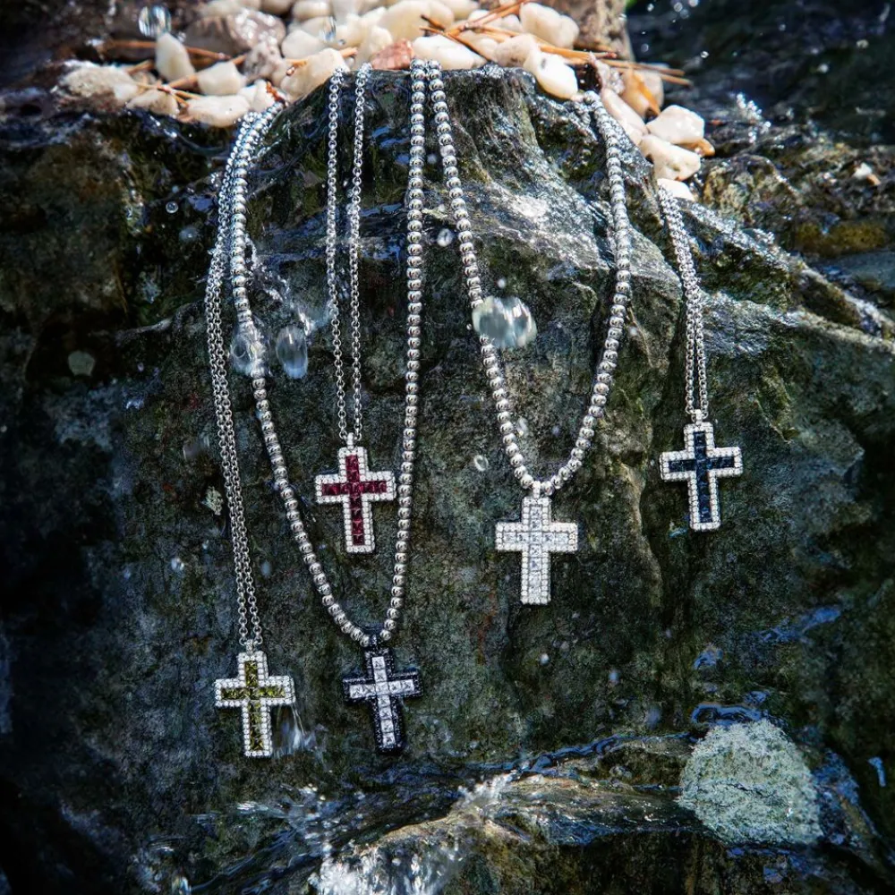 APM Monaco Collier Ajustable Croix Pave Noir^ Colliers