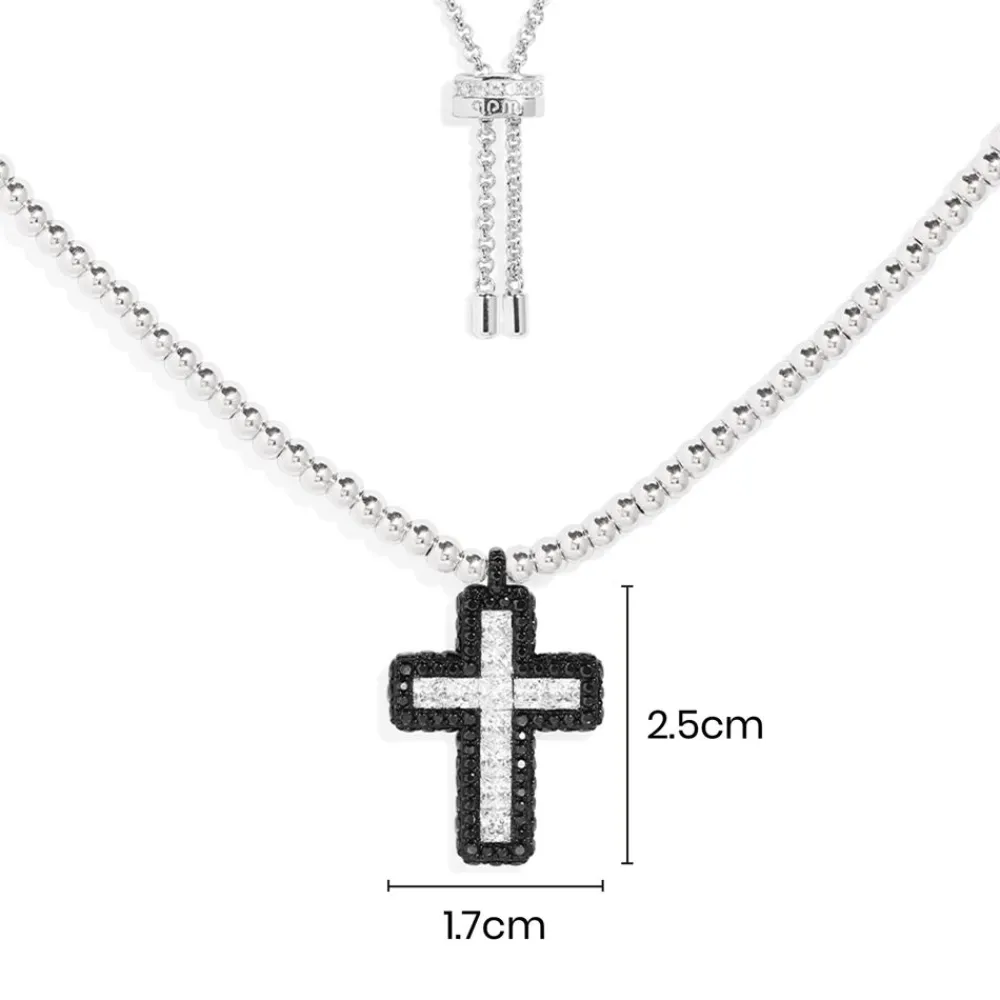 APM Monaco Collier Ajustable Croix Pave Noir^ Colliers