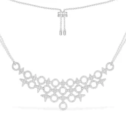 APM Monaco Collier Ajustable Double Chaine Meteorites Et Cercles - Argent^ Colliers