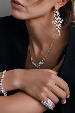 APM Monaco Collier Ajustable Double Chaine Meteorites Et Cercles - Argent^ Colliers