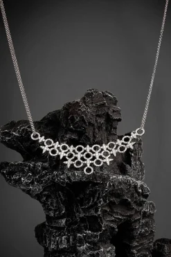 APM Monaco Collier Ajustable Double Chaine Meteorites Et Cercles - Argent^ Colliers